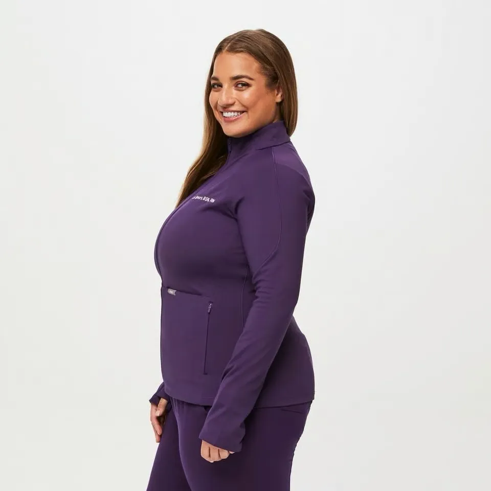 MEDIUM Figs Purple Jam NEW Women's On-Shift Contour Knit Jacket