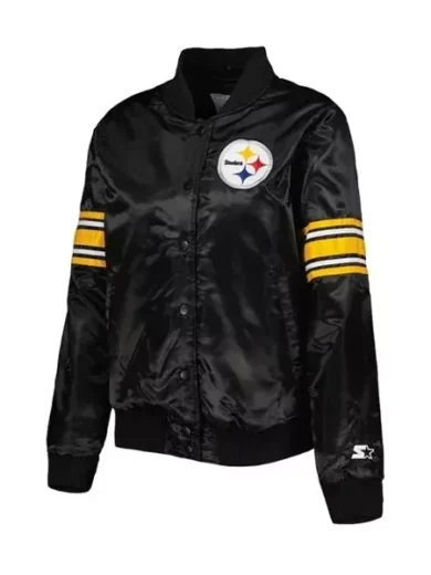 Pittsburgh Steelers Line Up Black Satin Jacket