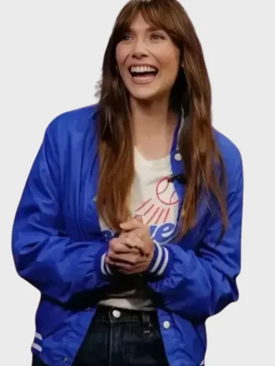 Elizabeth Olsen Blue Varsity Jacket