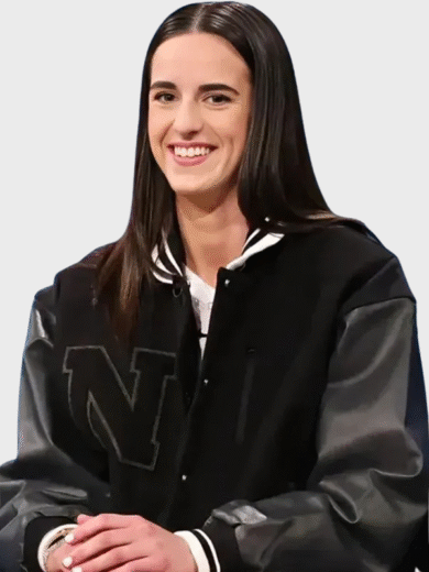 SNL Caitlin Clark Black Varsity Jacket
