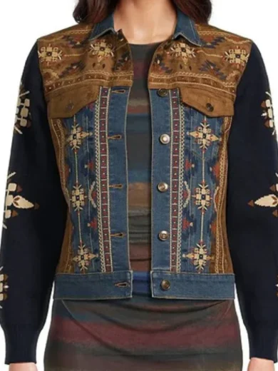 Reba Embroidered The Voice 2024 Suede Denim Jacket