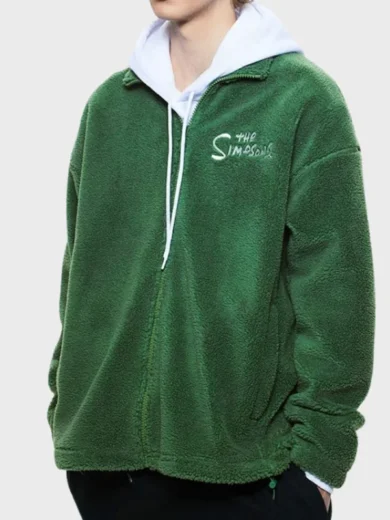 The Simpsons Homer Bush Jacket. Character's vintage denim workwear, distressed finish, animated series cosplay and fan apparel.