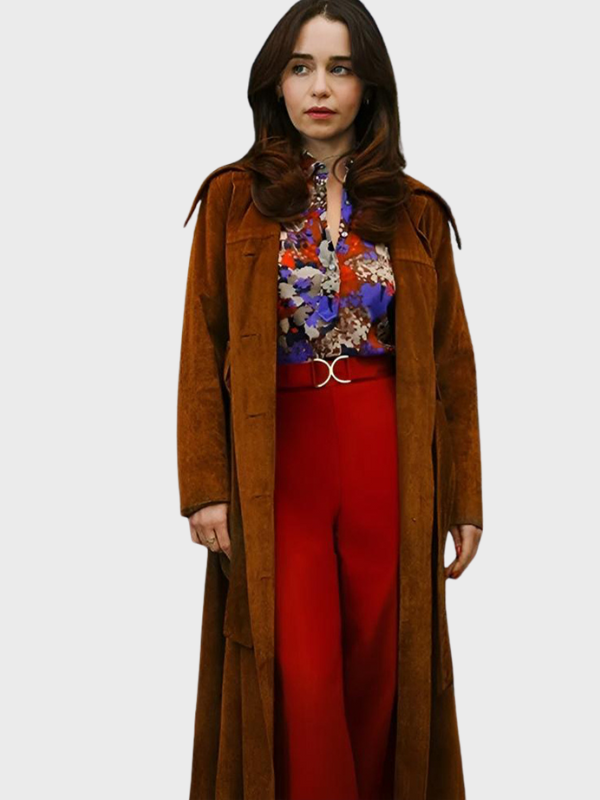 Emilia Clarke Ponies S01 Suede Coat