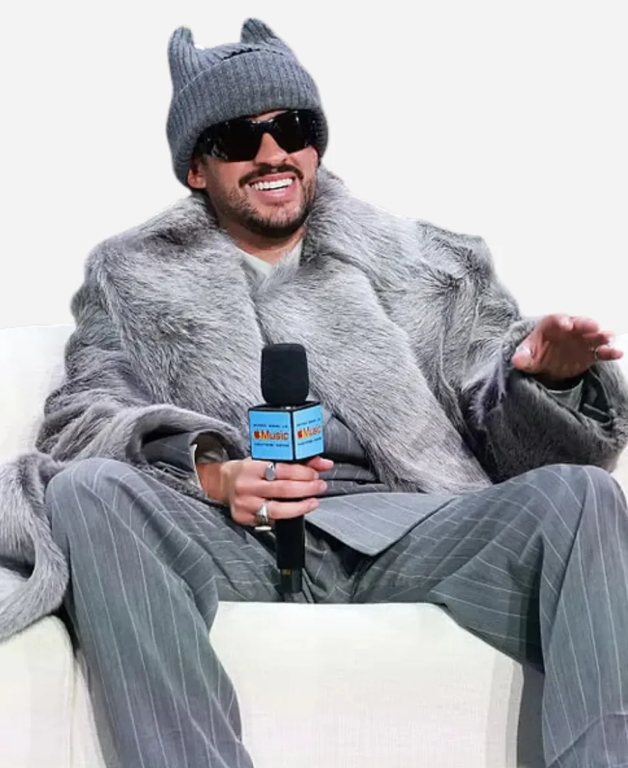 Bad Bunny Super Bowl LX Halftime Show Press Conference Fur Coat
