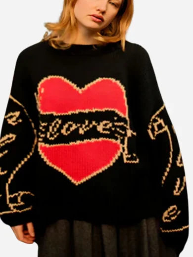 Eve Hewson Bad Sisters S02 Love Black Heart Sweater