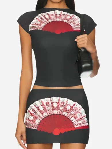 Beyond The Gates RhonniRose Mantilla Fan Print Top