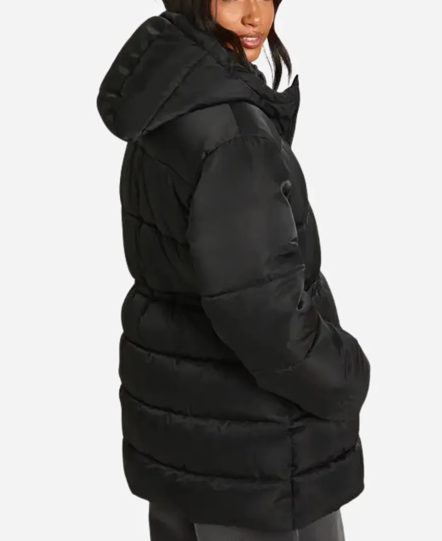 Boohoo Petite Cinched Waist Puffer Jacket