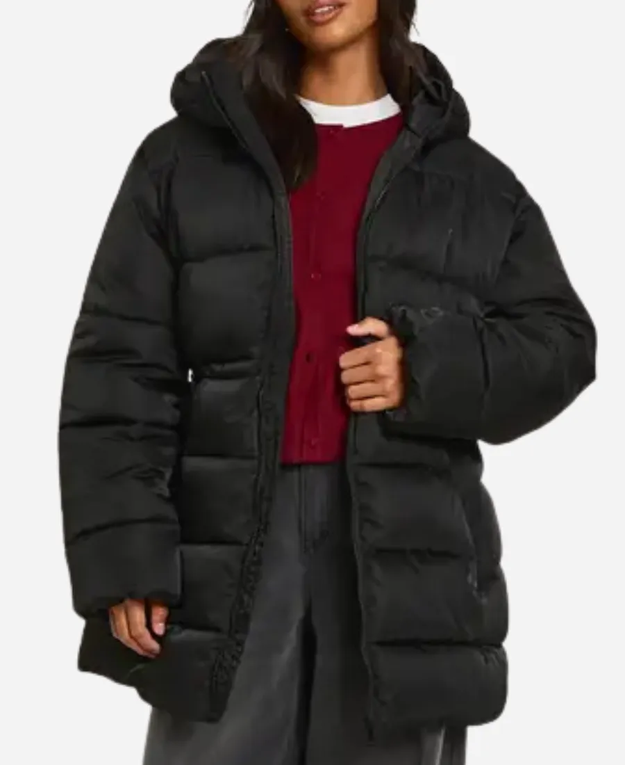 Boohoo Petite Cinched Waist Puffer Jacket