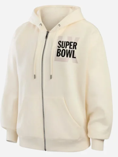 Erin Andrews Super Bowl LX Beige Hooded Jacket