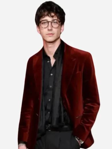 Milo Manheim Thanksgiving 2023 Maroon Blazer