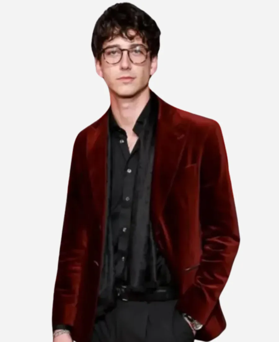 Milo Manheim Thanksgiving 2023 Maroon Blazer