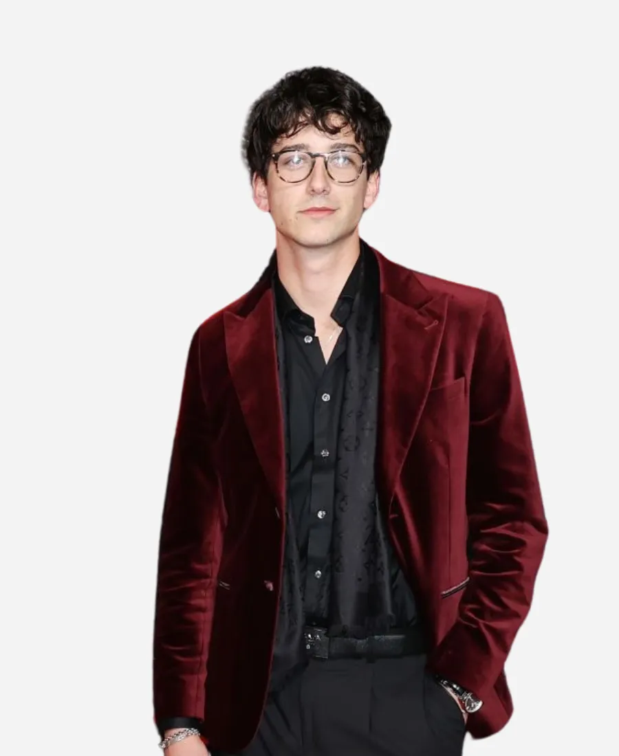 Milo Manheim Thanksgiving 2023 Maroon Blazer