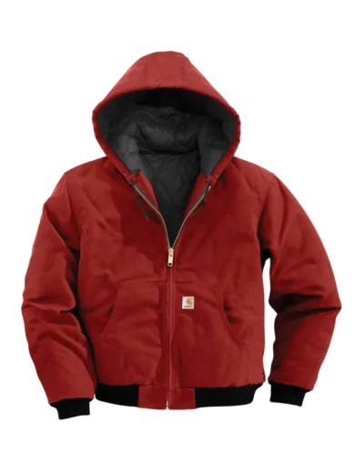 Mens Red Carhartt Hooded Jacket