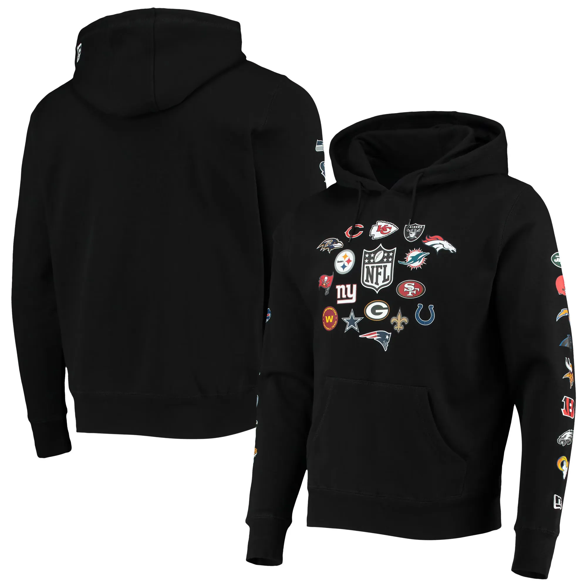 All Teams Allover Print Pullover NFL New Era Black Hoodie