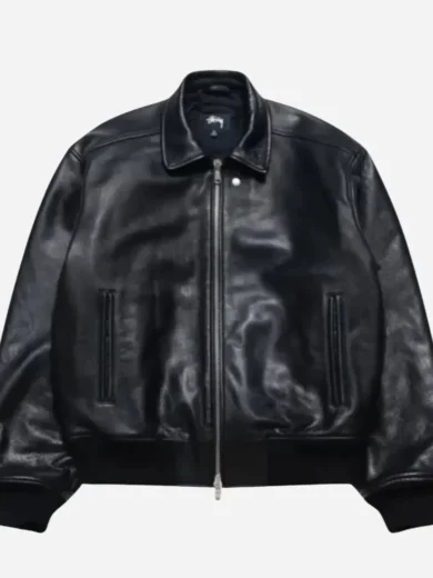 Stussy Flight Leather Black Jacket