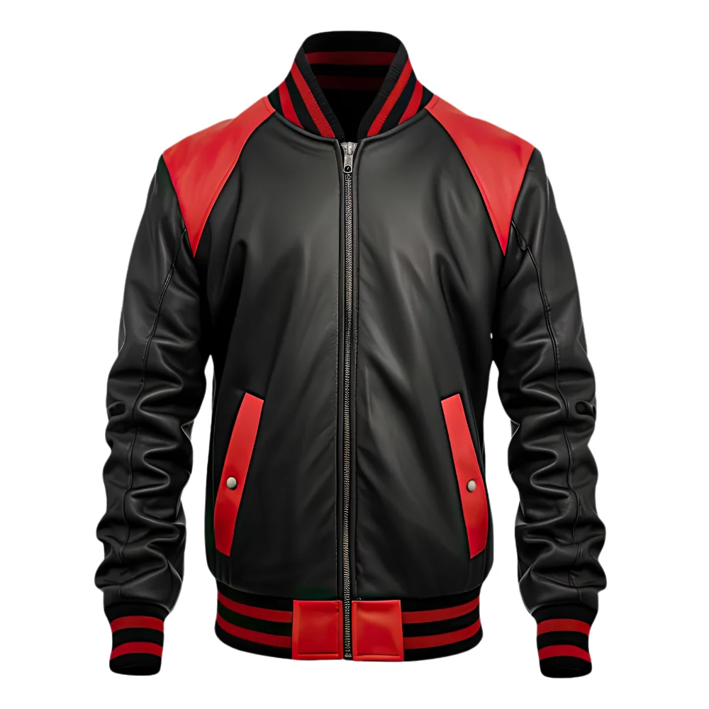 Terry-Mens-Red-and-Black-Leather-Varsity-Jacket